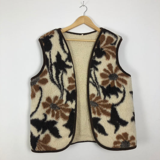 Vintage French Shearling Vest (Flower)