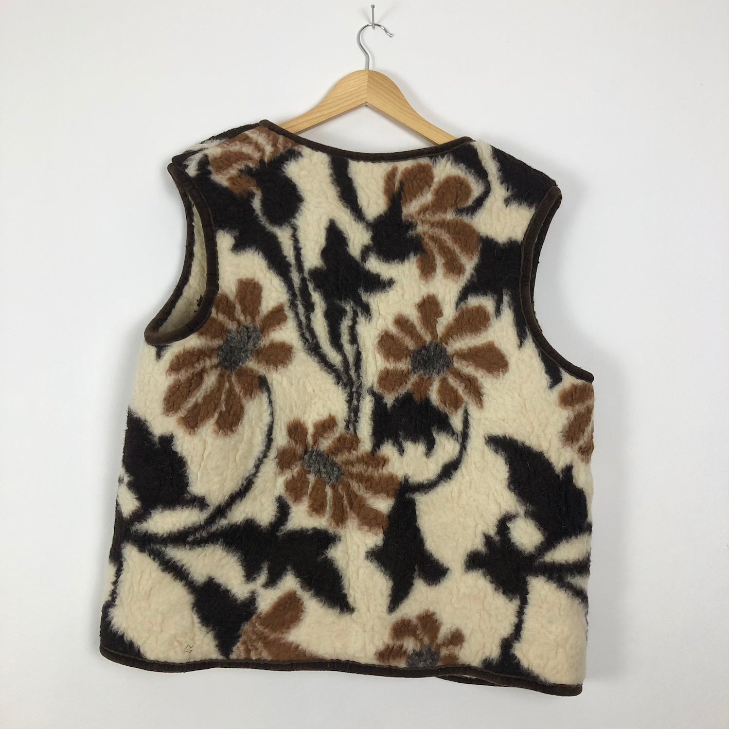 Vintage French Shearling Vest (Flower)