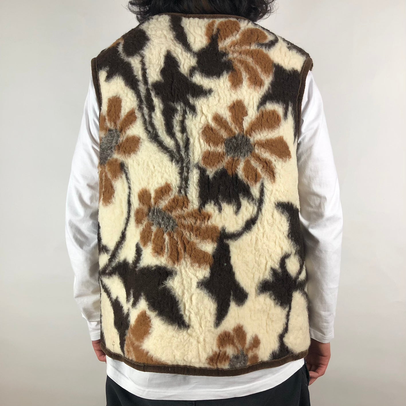 Vintage French Shearling Vest (Flower)