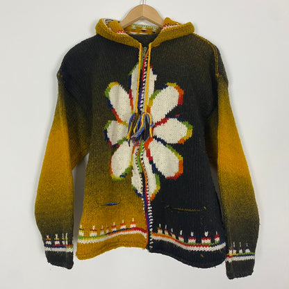 Vintage Flower Zip Knit Hoodie